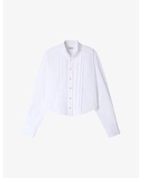 Sandro - Pleated Origami-Collar Cotton Shirt - Lyst