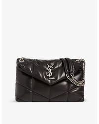 $3800 SAINT LAURENT LouLou Lila shearling & leather puffer shoulder bag  RARE