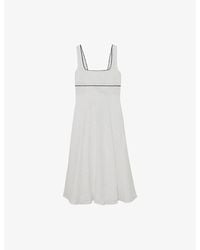 Reiss - Dorethea Contrast-Trim Linen Midi Dress - Lyst