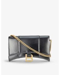 Balenciaga - Hourglass Leather Wallet-on-chain - Lyst