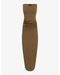 AllSaints - Katarina Side-ruched Slim-fit Cotton Maxi Dress - Lyst