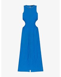 Maje - Backless Round-Neck Linen-Blend Midi Dress - Lyst
