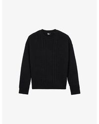 The Kooples - Textured Round-Neck Stretch-Wool Jumper - Lyst