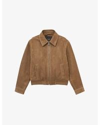 Reiss - Gia Zip-Through Suede Bomber Jacket - Lyst