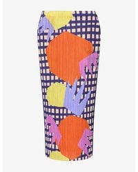 Pleats Please Issey Miyake - Graphic-Print Pleated Knitted Midi Skirt - Lyst