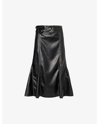 AYA MUSE - Sono Contrasting-stitching Faux-leather Midi Skirt - Lyst