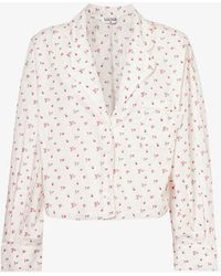 Lounge Underwear - Floral-pattern Cropped Cotton Shirt - Lyst