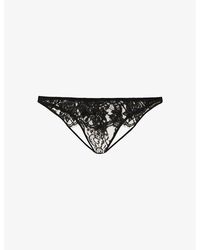 Coco De Mer - Hera Floral-embroidered Mid-rise Stretch-lace Briefs - Lyst