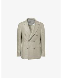 Corneliani - Double-Breasted Peak-Lapel Linen Jacket - Lyst