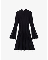 Maje - Flared-Cuff Long-Sleeve Stretch-Knit Mini Dress - Lyst