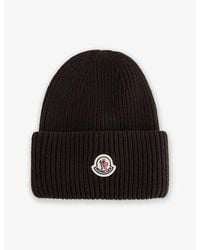 Moncler - Brand-Appliqué Ribbed Wool And Cashmere-Blend Beanie - Lyst