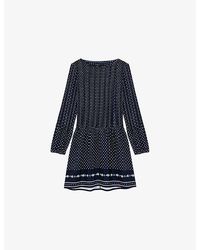 Maje - Patterned Pleated Chiffon Midi Dress - Lyst