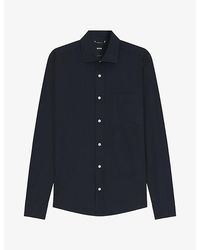 BOSS - Long-Sleeved Chest-Pocket Cotton-Poplin Shirt - Lyst