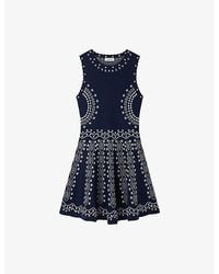 Sandro - Sleeveless Scarf-Print Stretch-Knit Mini Dress - Lyst