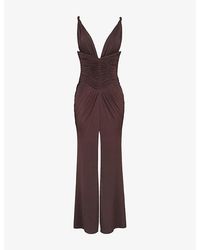 House Of Cb - Tabitha Plunge-Neck Jersey Maxi Dress - Lyst