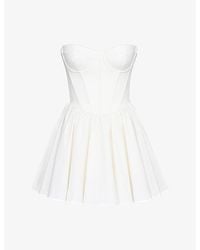 House Of Cb - Kristiana Strapless Corseted Cotton Mini Dress - Lyst