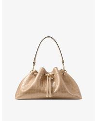 Jimmy Choo - Cinch Medium Shiny Croc-Embossed Leather Handbag - Lyst