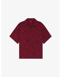 HUGO - Rose-Print Oversized-Fit Woven Shirt - Lyst