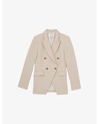 Reiss - Devon Peak-Lapel Double-Breasted Linen-Blend Blazer - Lyst
