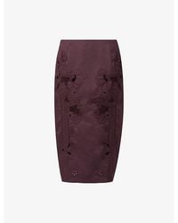 eem - Embroidered Cotton-Blend Pencil Skirt - Lyst