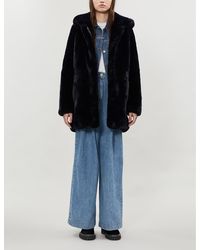 Sandro Faux-fur Hooded Coat - Blue