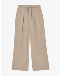Reiss - Aimee Drawstring-Waist Wide-Leg Woven Trousers - Lyst