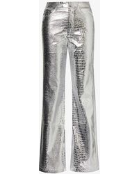 ROTATE BIRGER CHRISTENSEN - Lupe Croc-embossed Metallic Faux-leather Trousers - Lyst