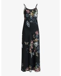 AllSaints - Bryony Sanibel Floral-print Recycled-polyester Midi Slip Dress - Lyst