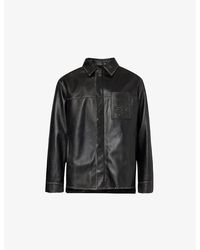 Loewe - Anagram-debossed Relaxed-fit Leather Overshirt - Lyst