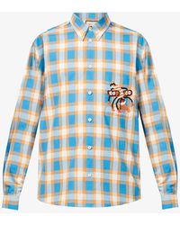 Gucci Embroidered Tartan Cotton-flannel Shirt for Men | Lyst
