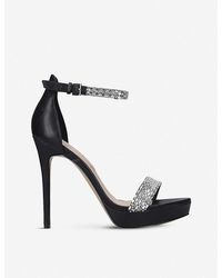 aldo dovyan embellished heeled sandals in silver