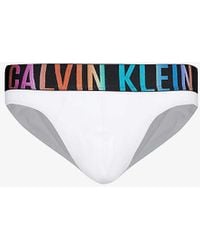 Calvin Klein - Branded-waistband Low-rise Stretch-cotton Briefs - Lyst