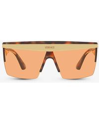 Versace - Ve2254 Tortoiseshell Shield-frame Metal Sunglasses - Lyst