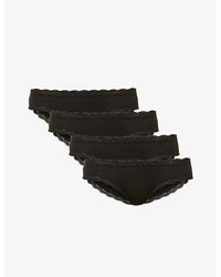 Stripe & Stare - Mid-Rise Pack Of Four Stretch-Woven Briefs - Lyst