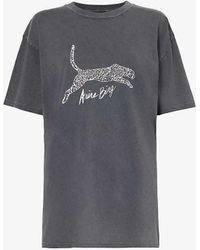 Anine Bing - Leopard Brand-print Organic-cotton Jersey T-shirt - Lyst
