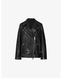 AllSaints - Billie Belted-Hem Relaxed-Fit Leather Biker Jacket Xxl - Lyst