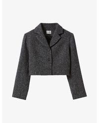 Claudie Pierlot - Tailored-Collar Boxy-Fit Cropped Wool-Blend Blazer - Lyst