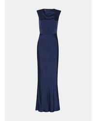 Whistles - Cowl-Neck Tie-Back Satin Maxi Dress - Lyst