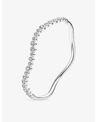 Sif Jakobs - Sardinien Wave Rhodium-Plated Sterling And Cubic Zirconia Bangle - Lyst