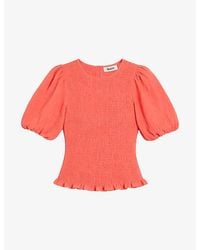 Ro&zo - Cheesecloth Puff-Sleeve Shirred Cotton Top - Lyst