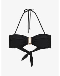 Reiss - Carina Removable-Strap Stretch-Woven Bikini Top - Lyst