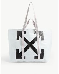 Off-White c/o Virgil Abloh Diagonal Arrows Logo Print Tote - White