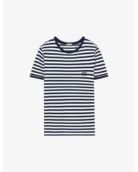 Loewe - Anagram-embroidered Striped Stretch-woven T-shirt - Lyst