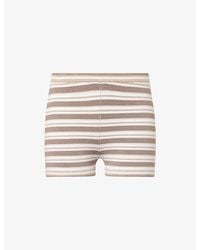 Lounge Underwear - Stripe-Pattern Ribbed Stretch-Knit Shorts - Lyst