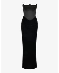 House Of Cb - Persephone Strapless Satin Maxi Dress - Lyst