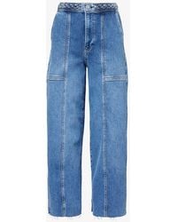 FRAME - Braided Wide-leg High-rise Stretch Denim-blend Jeans - Lyst