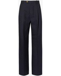 Gucci - Horsebit-pattern Straight-leg High-rise Cotton And Wool-blend Trousers - Lyst
