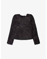 Ro&zo - Tinsel-Texture Round-Neck Woven Top - Lyst