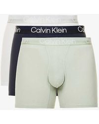 Calvin Klein - Logo-waistband Mid-rise Pack Of Three Stretch-cotton Blend Brief - Lyst