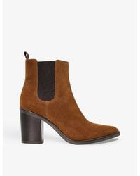 Dune - Prea Block-heel Suede Western-style Chelsea Boots - Lyst